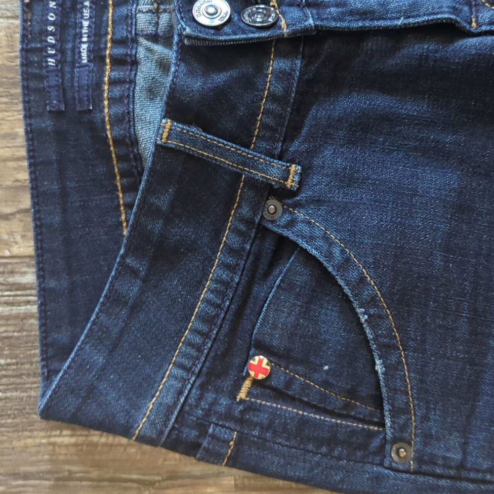 HUDSON"Rebel" Signature bootcut darkwash jeans #W170DHK sz 26x35.5L TALL euc - Picture 12 of 14
